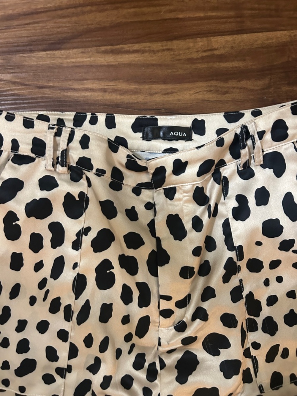 Aqua Black and Beige Leopard Print Skirt